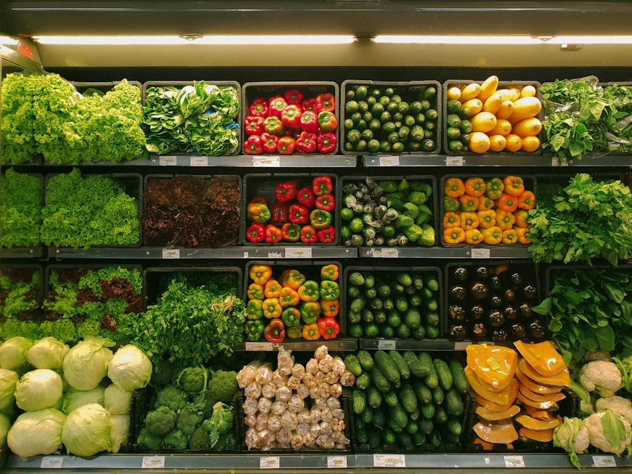 Colourful fresh produce at a market
